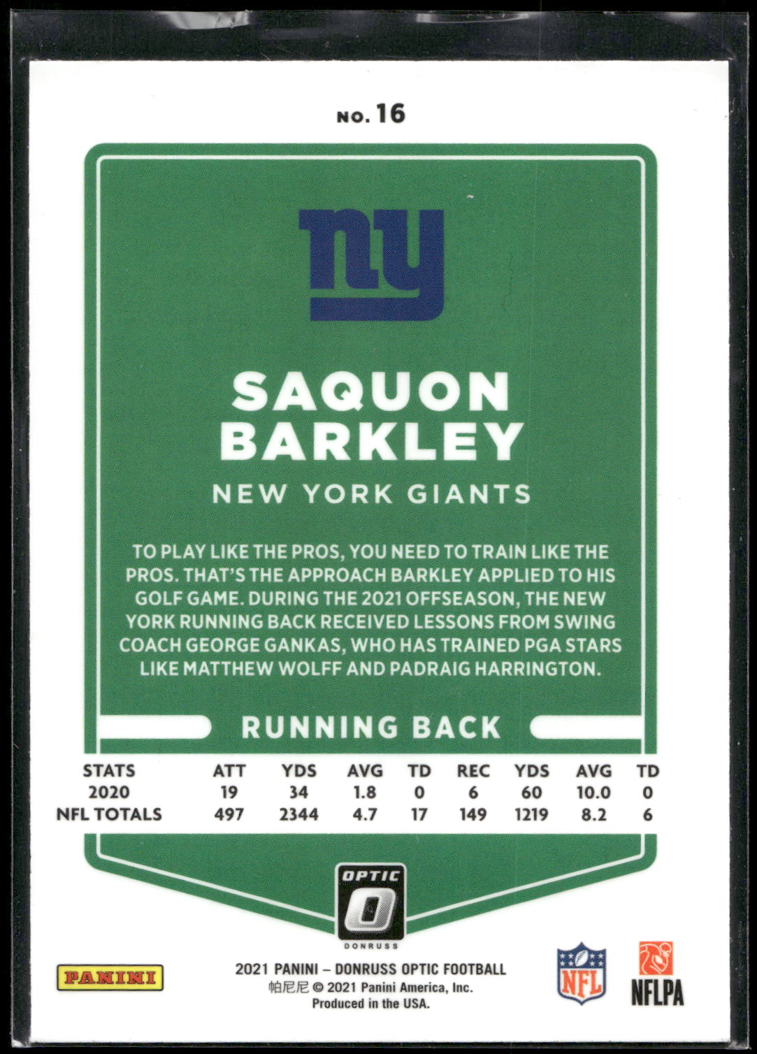 2021 Donruss Optic #16 Saquon Barkley