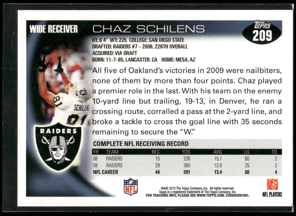 2010 Topps #209 Chaz Schilens