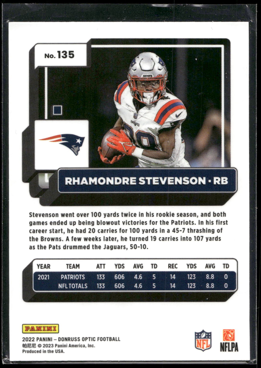 2022 Donruss Optic #135 Rhamondre Stevenson