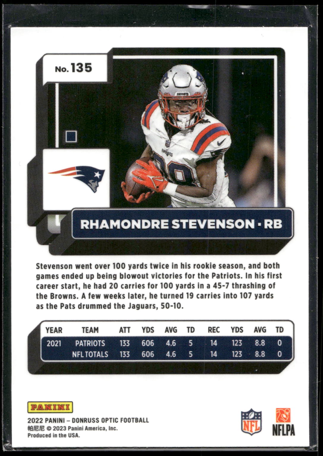 2022 Donruss Optic #135 Rhamondre Stevenson