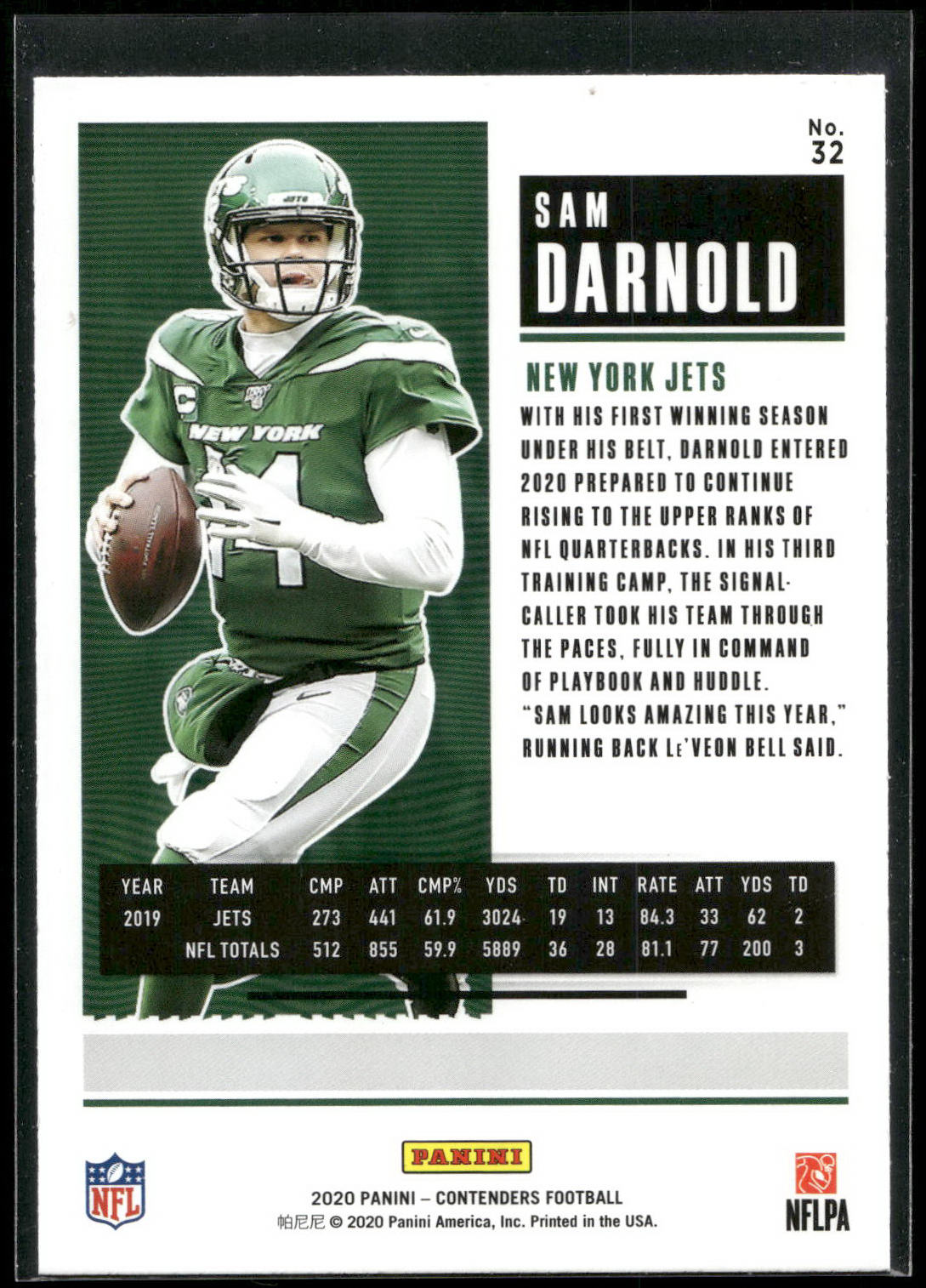 2020 Panini Contenders #32 Sam Darnold