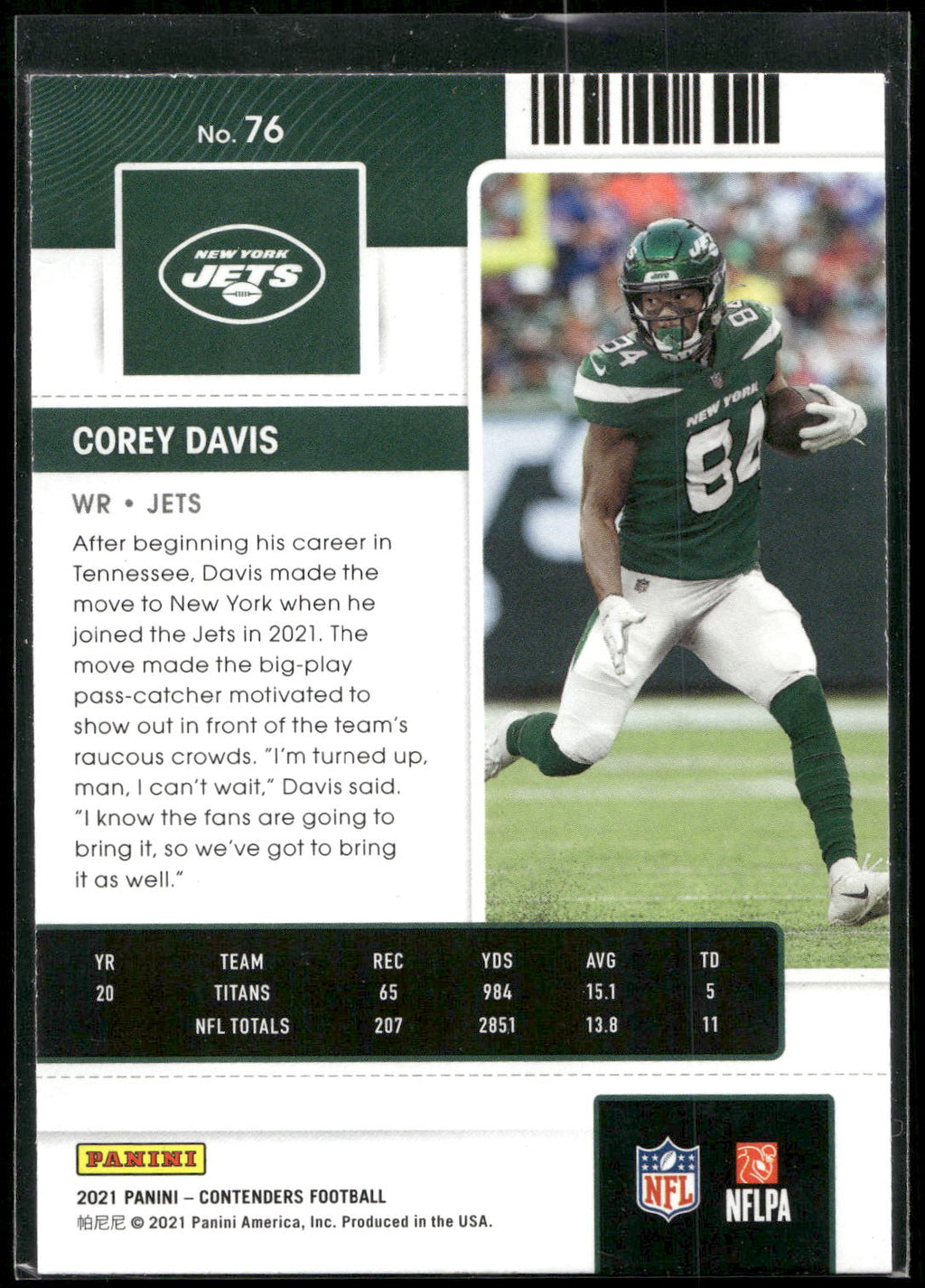 2021 Panini Contenders #76 Corey Davis