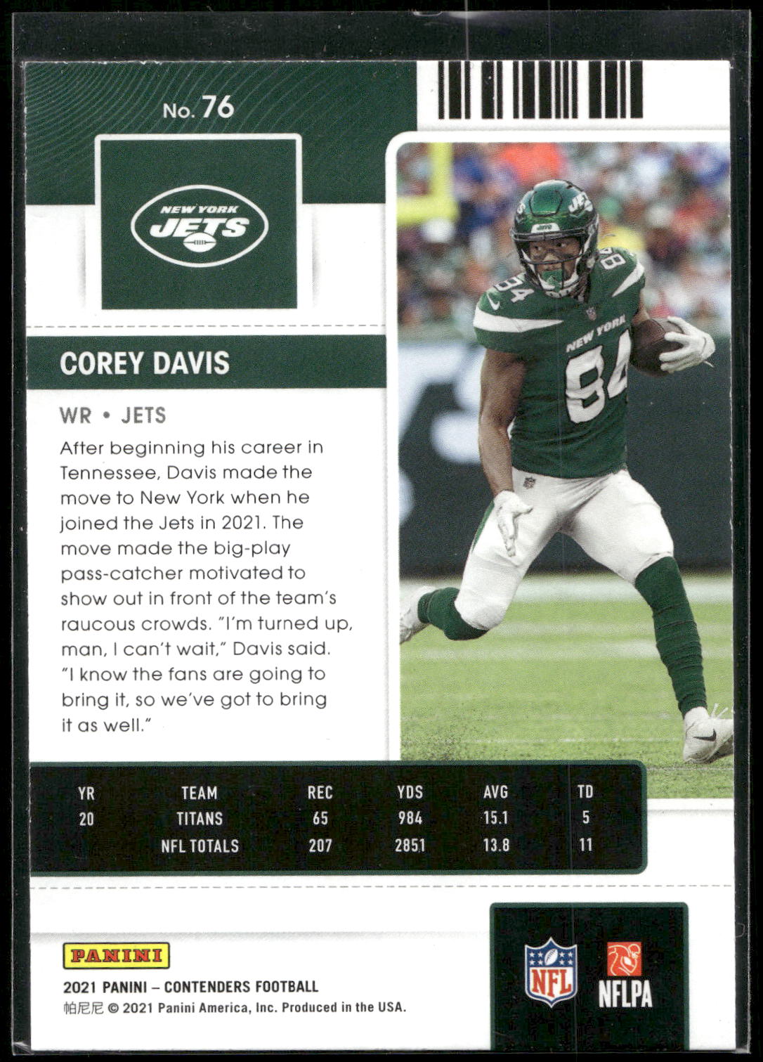 2021 Panini Contenders #76 Corey Davis