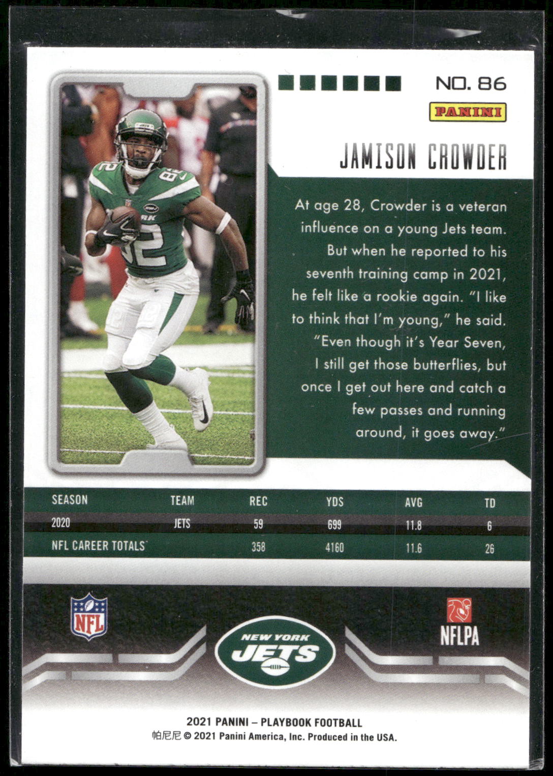 2021 Panini Playbook #86 Jamison Crowder
