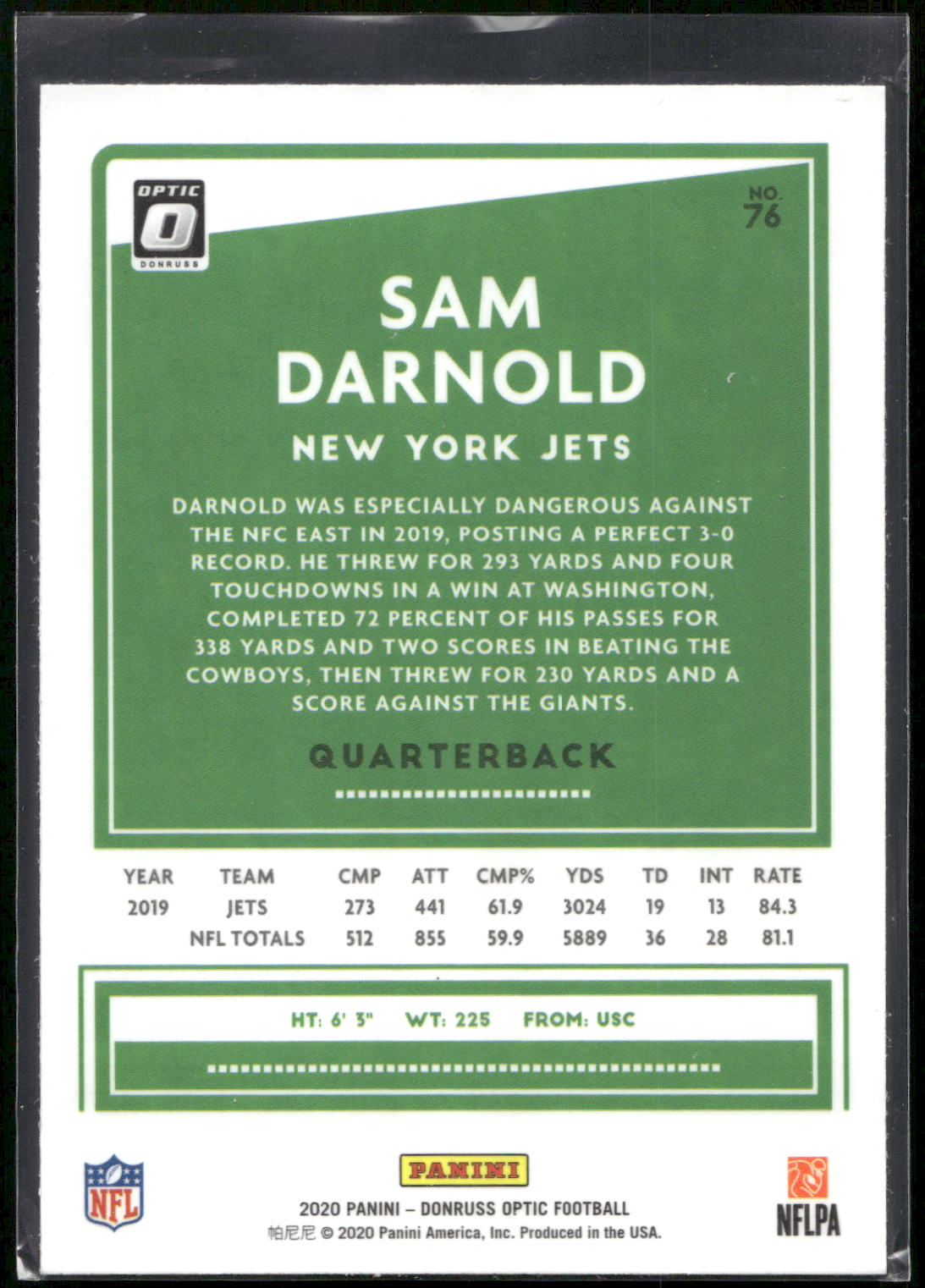 2020 Donruss Optic #76 Sam Darnold