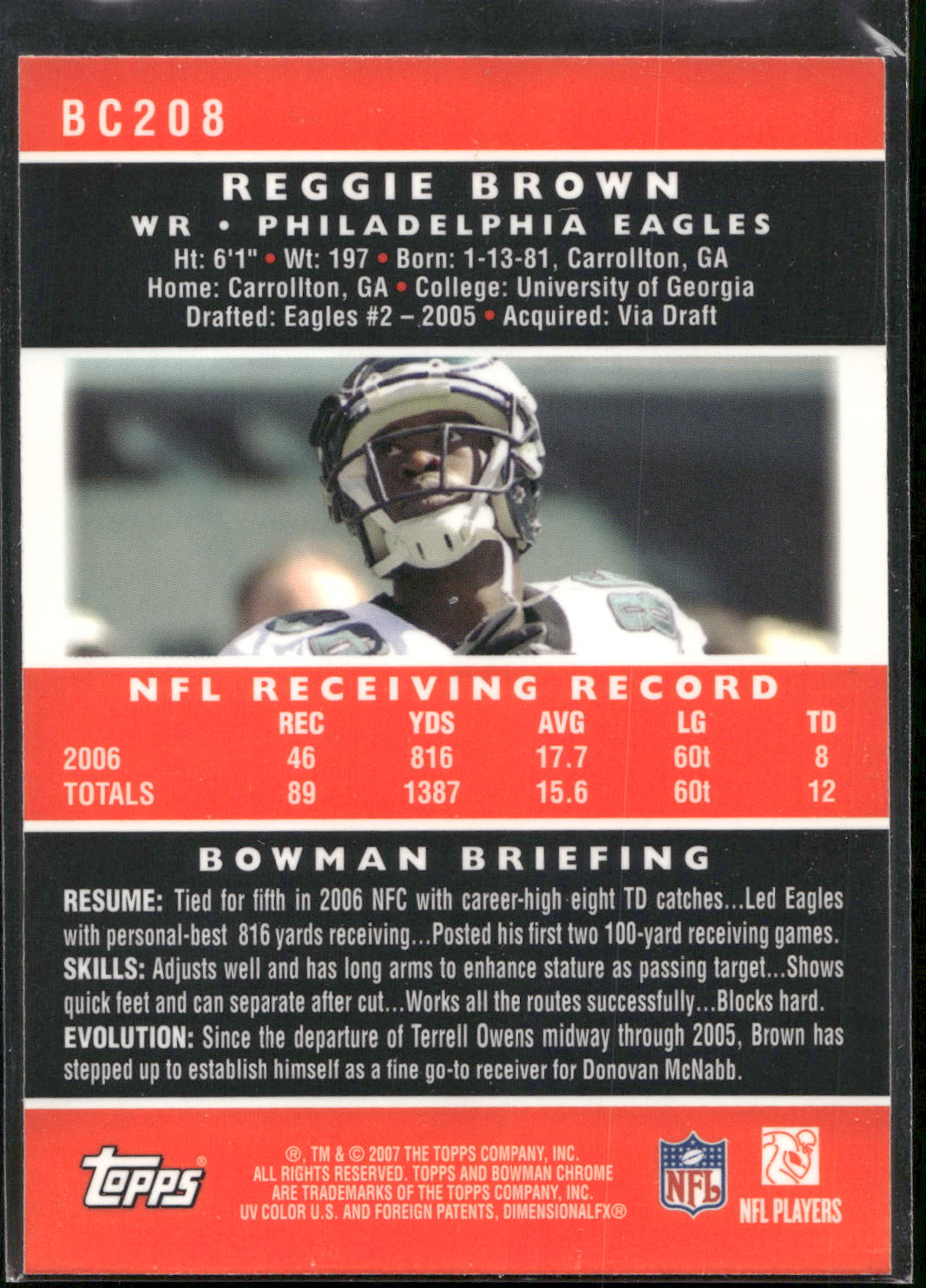 2007 Bowman Chrome #BC208 Reggie Brown