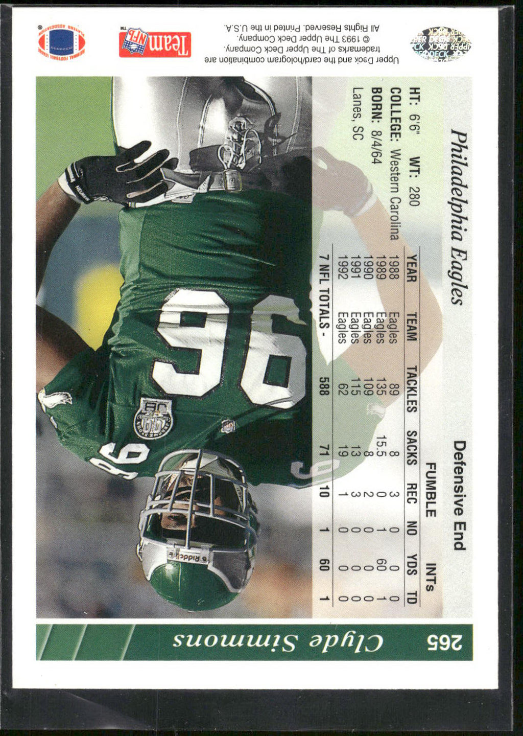 1993 Upper Deck #265 Clyde Simmons