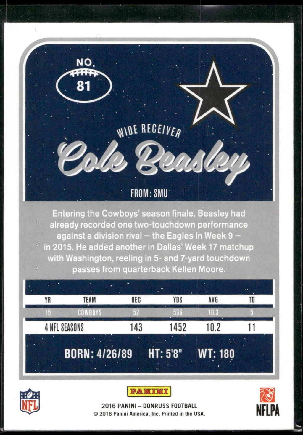 2016 Donruss #81 Cole Beasley