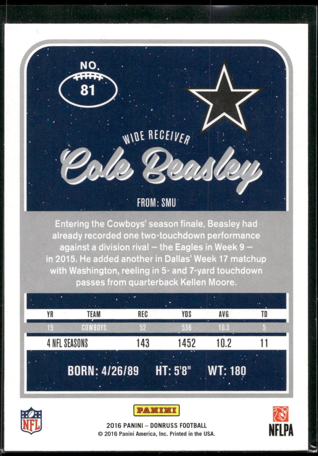 2016 Donruss #81 Cole Beasley