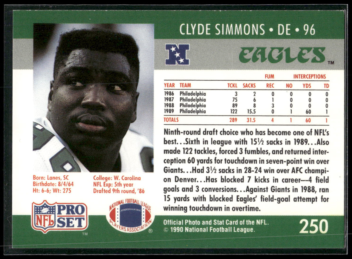 1990 Pro Set #250 Clyde Simmons