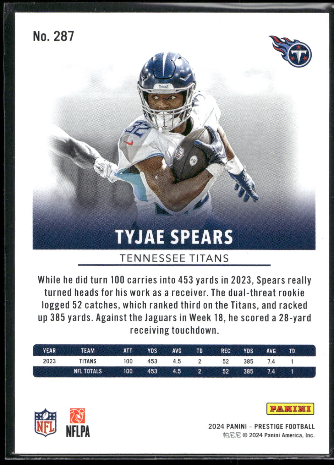 2024 Panini Prestige #287 Tyjae Spears