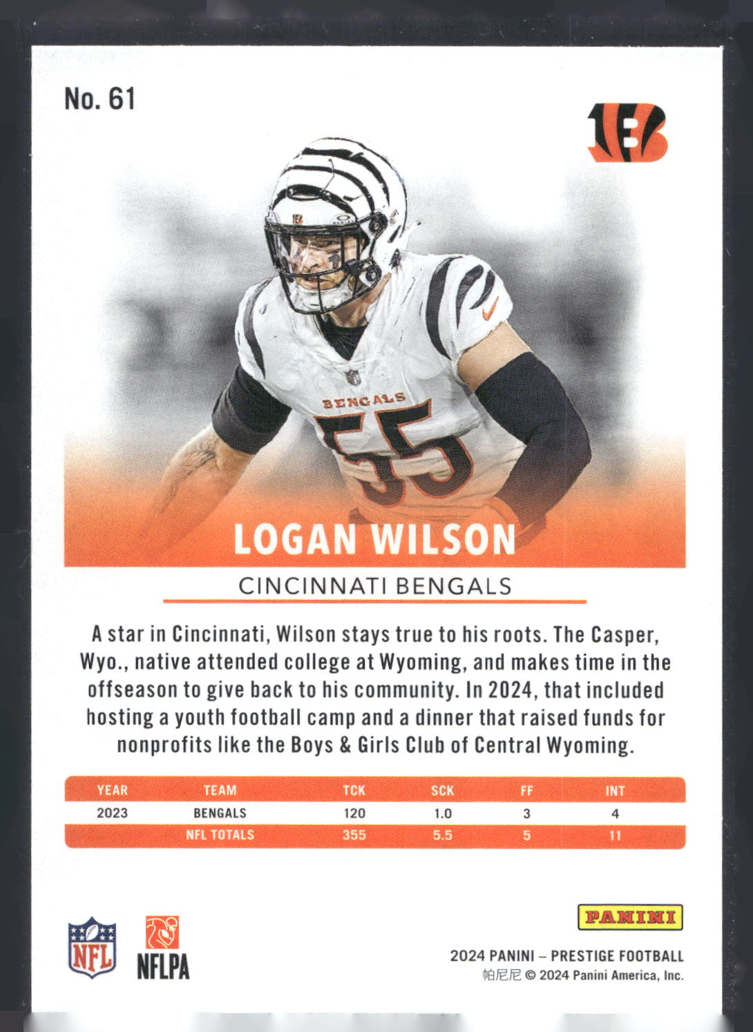 2024 Panini Prestige #61 Logan Wilson