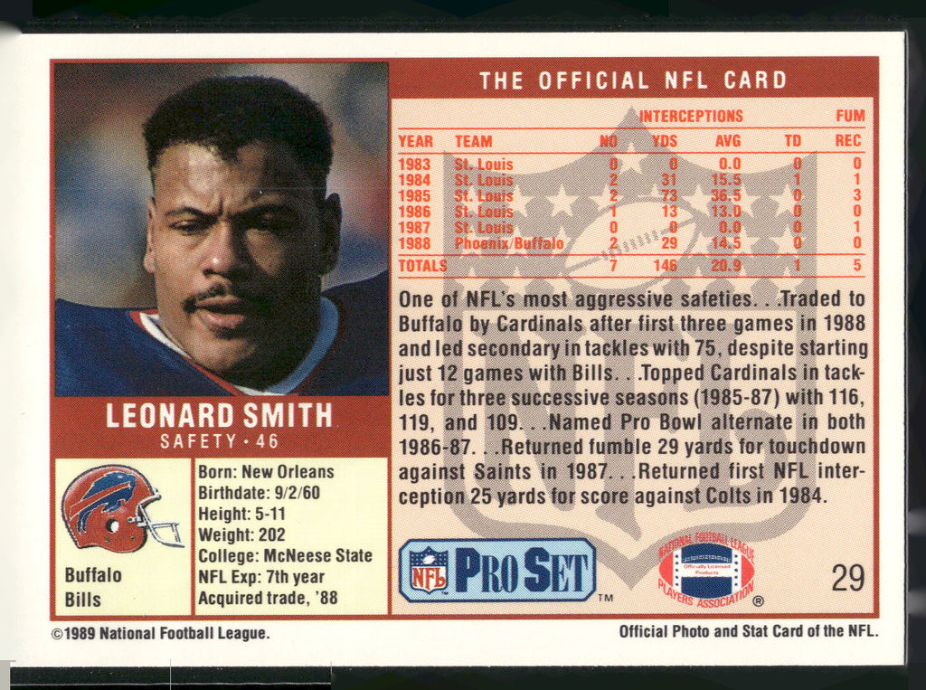 1989 Pro Set #29 Leonard Smith