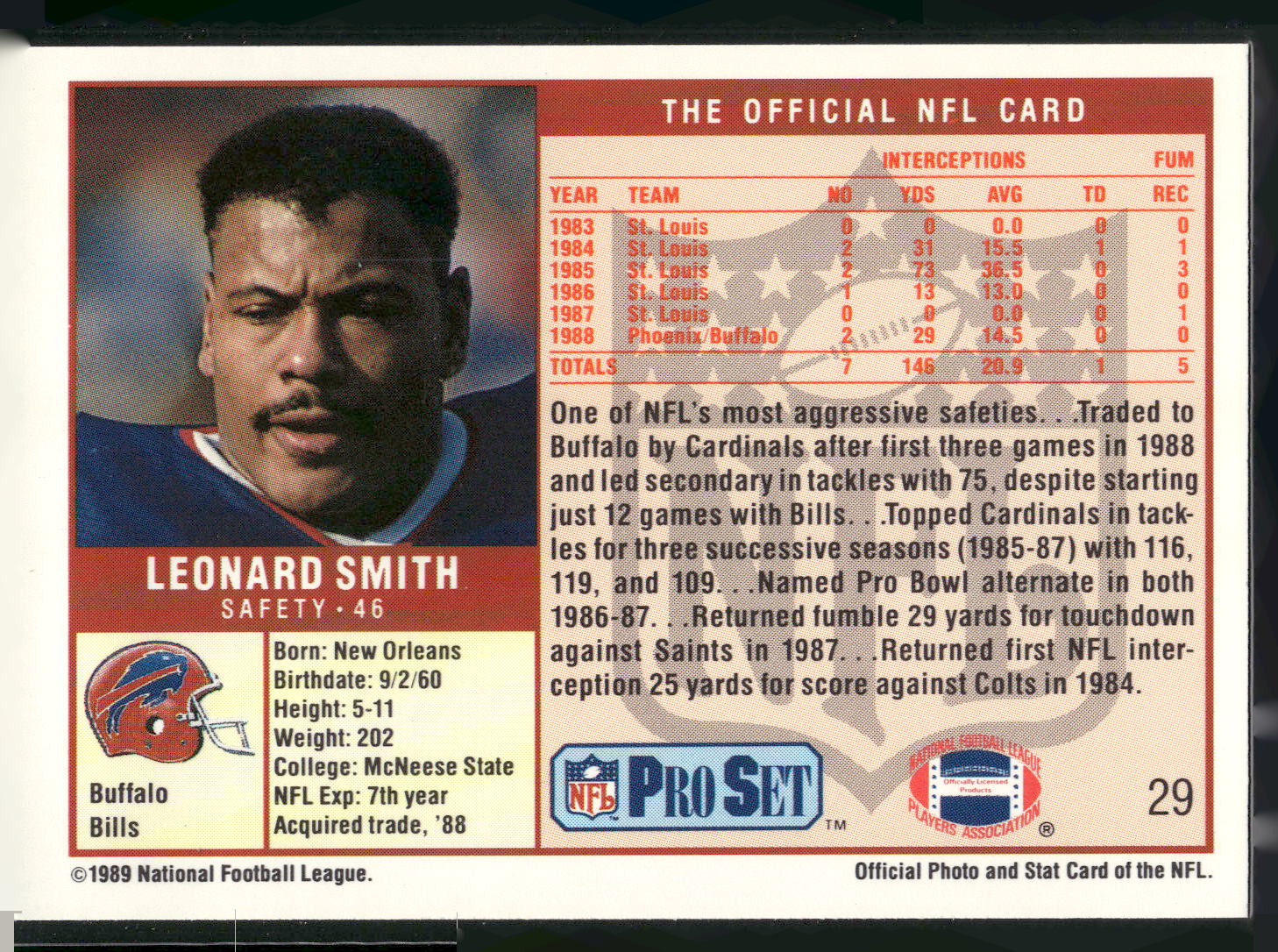 1989 Pro Set #29 Leonard Smith