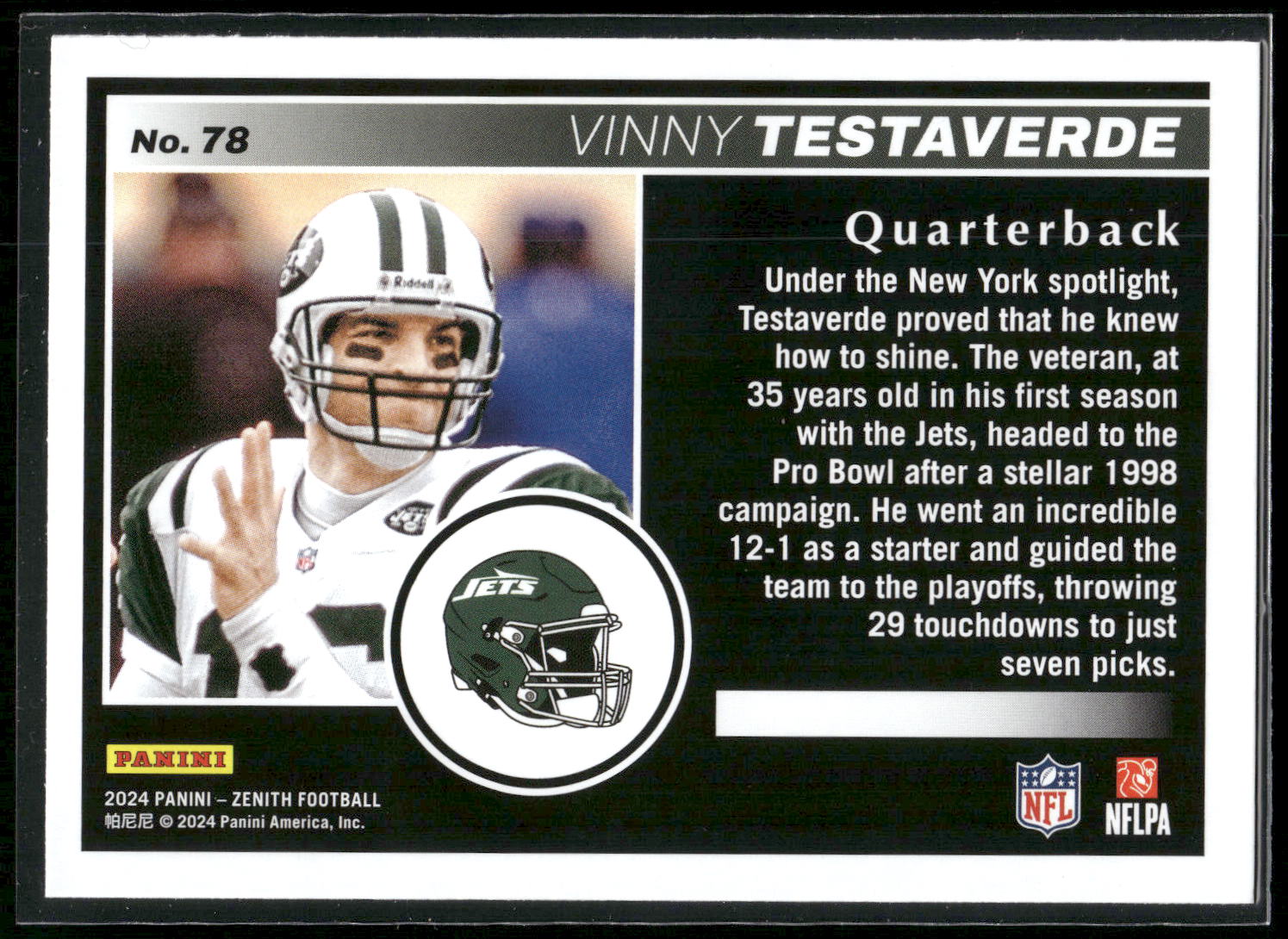 2024 Panini Zenith #78 Vinny Testaverde Retail