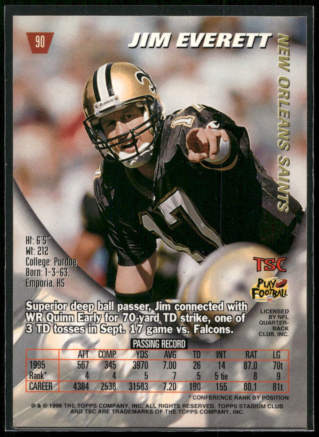 1996 Stadium Club #90 Jim Everett