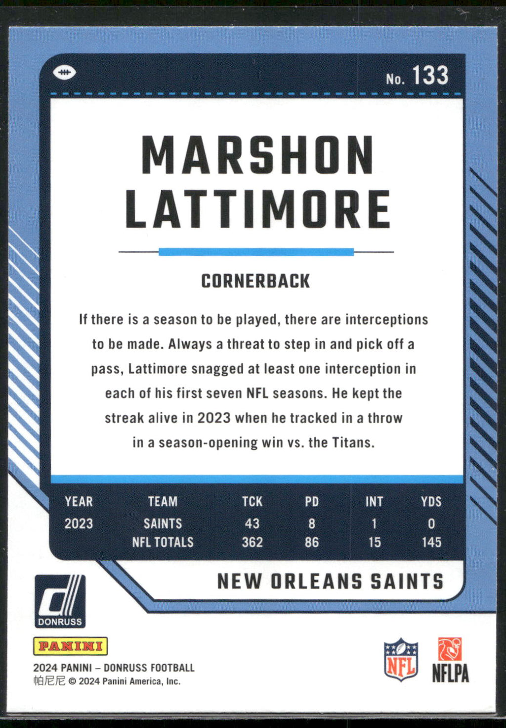 2024 Donruss #133 Marshon Lattimore