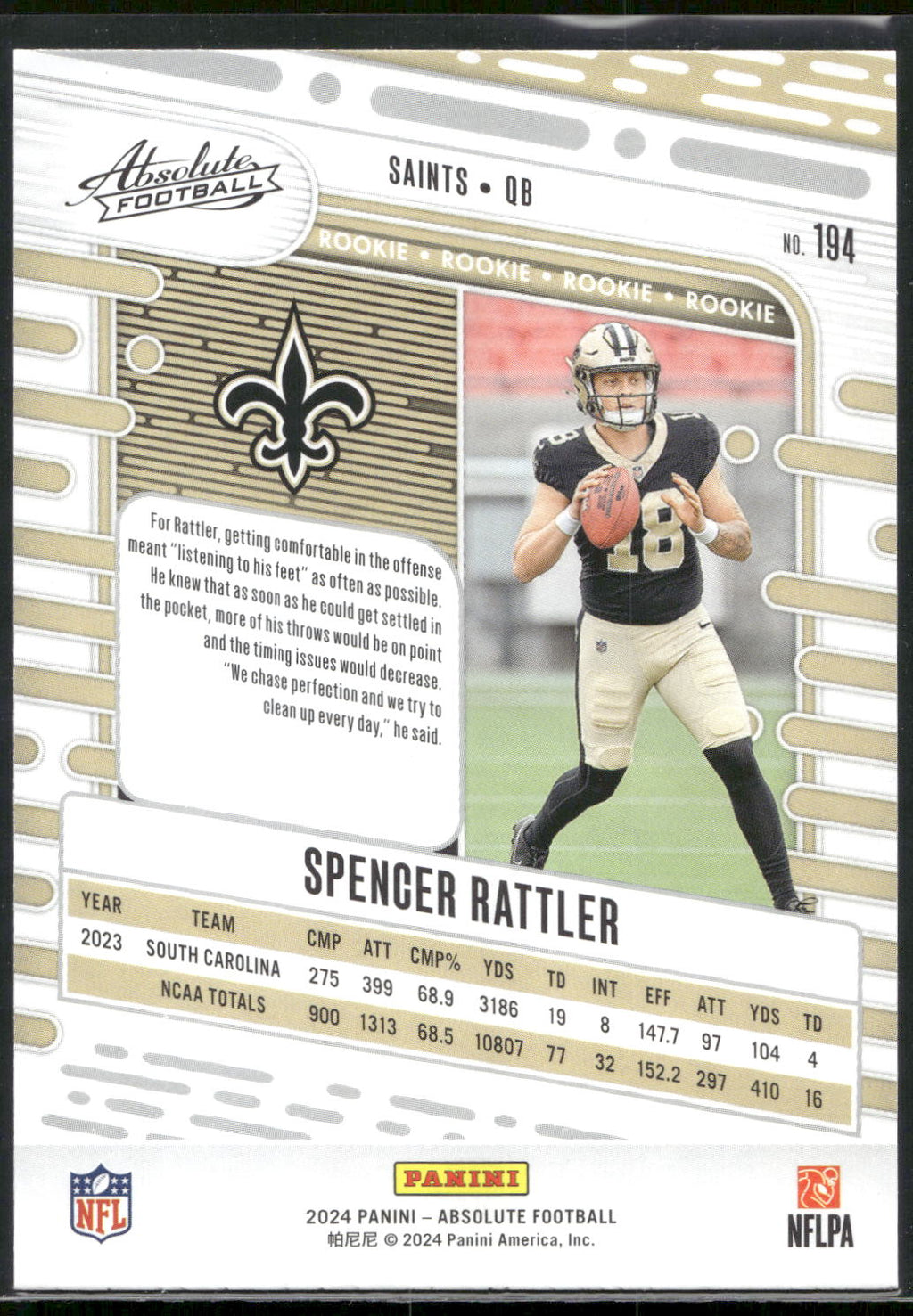 2024 Panini Absolute #194 Spencer Rattler #/350