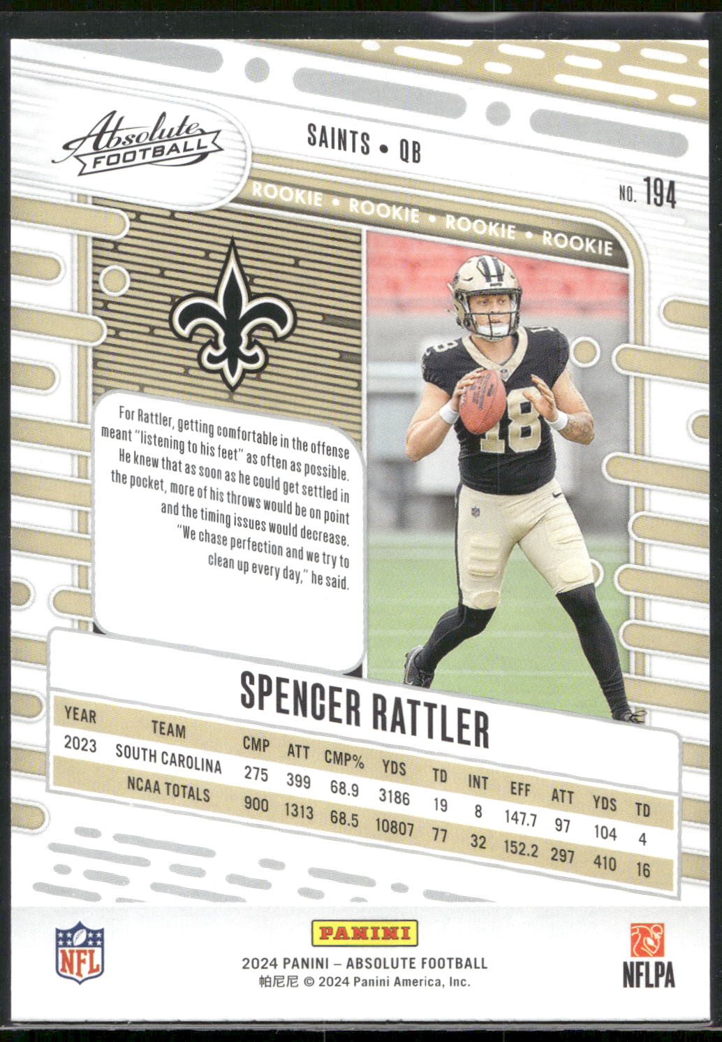 2024 Panini Absolute #194 Spencer Rattler #/350