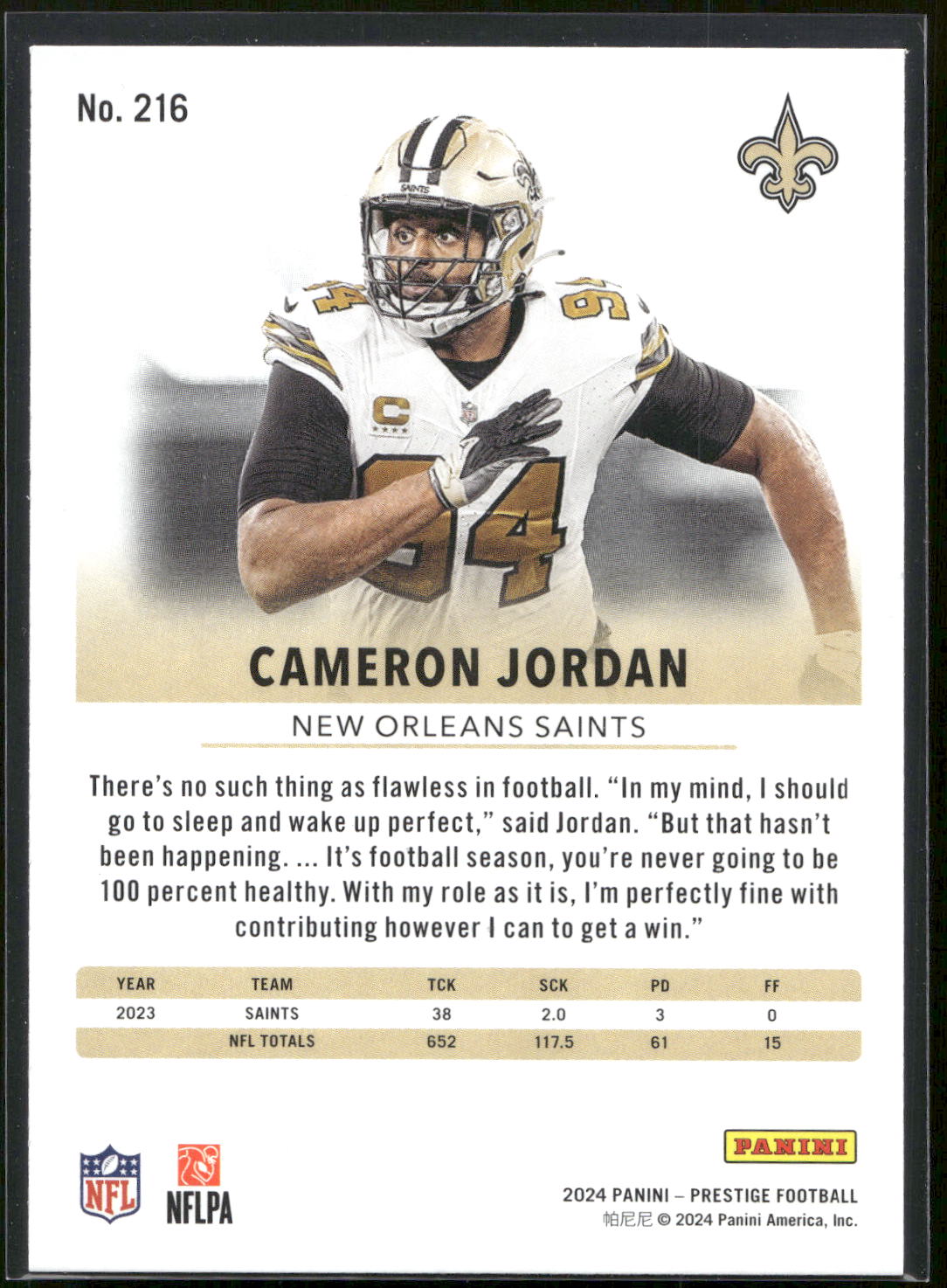 2024 Panini Prestige #216 Cameron Jordan