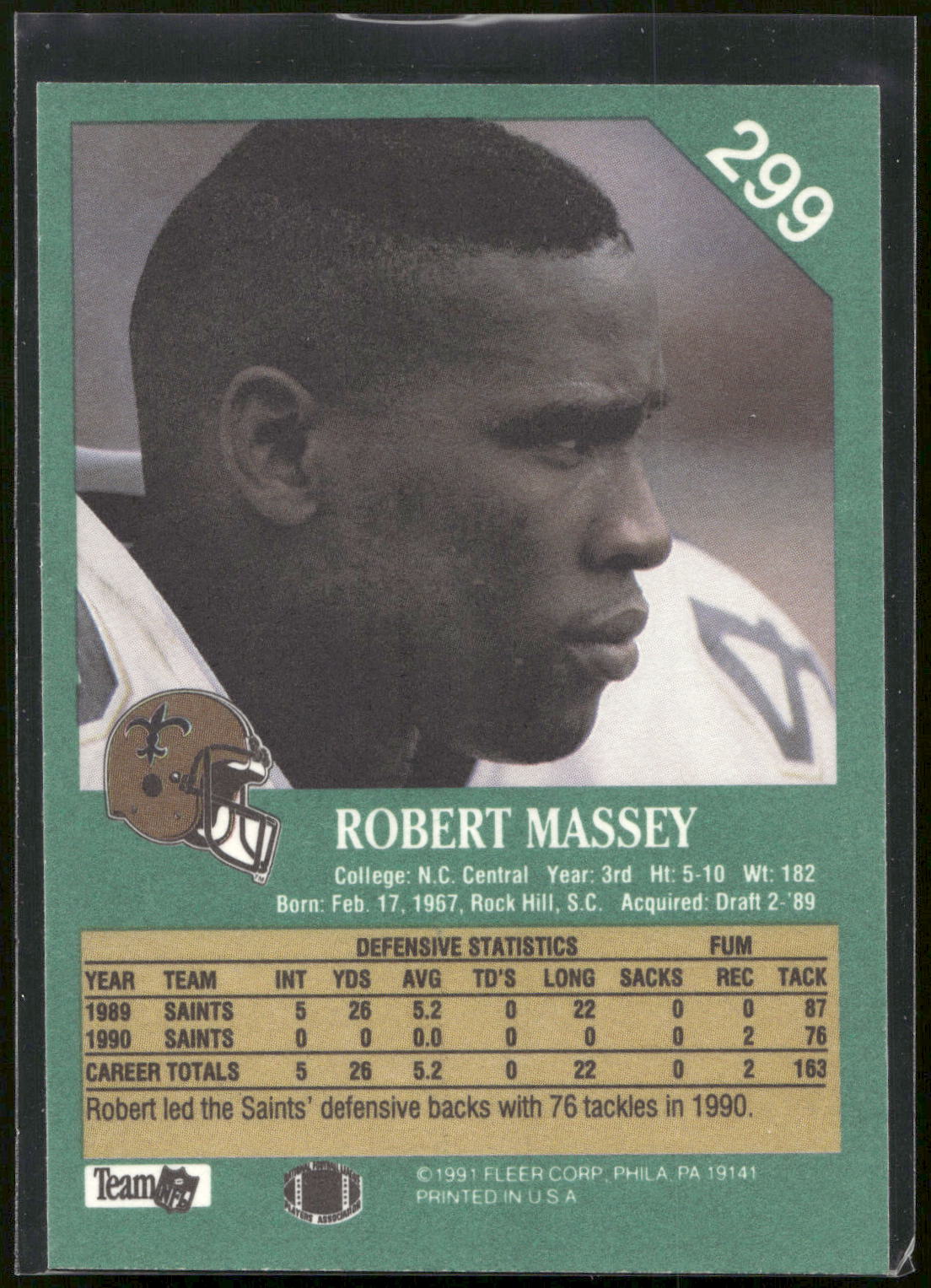 1991 Fleer #299 Robert Massey
