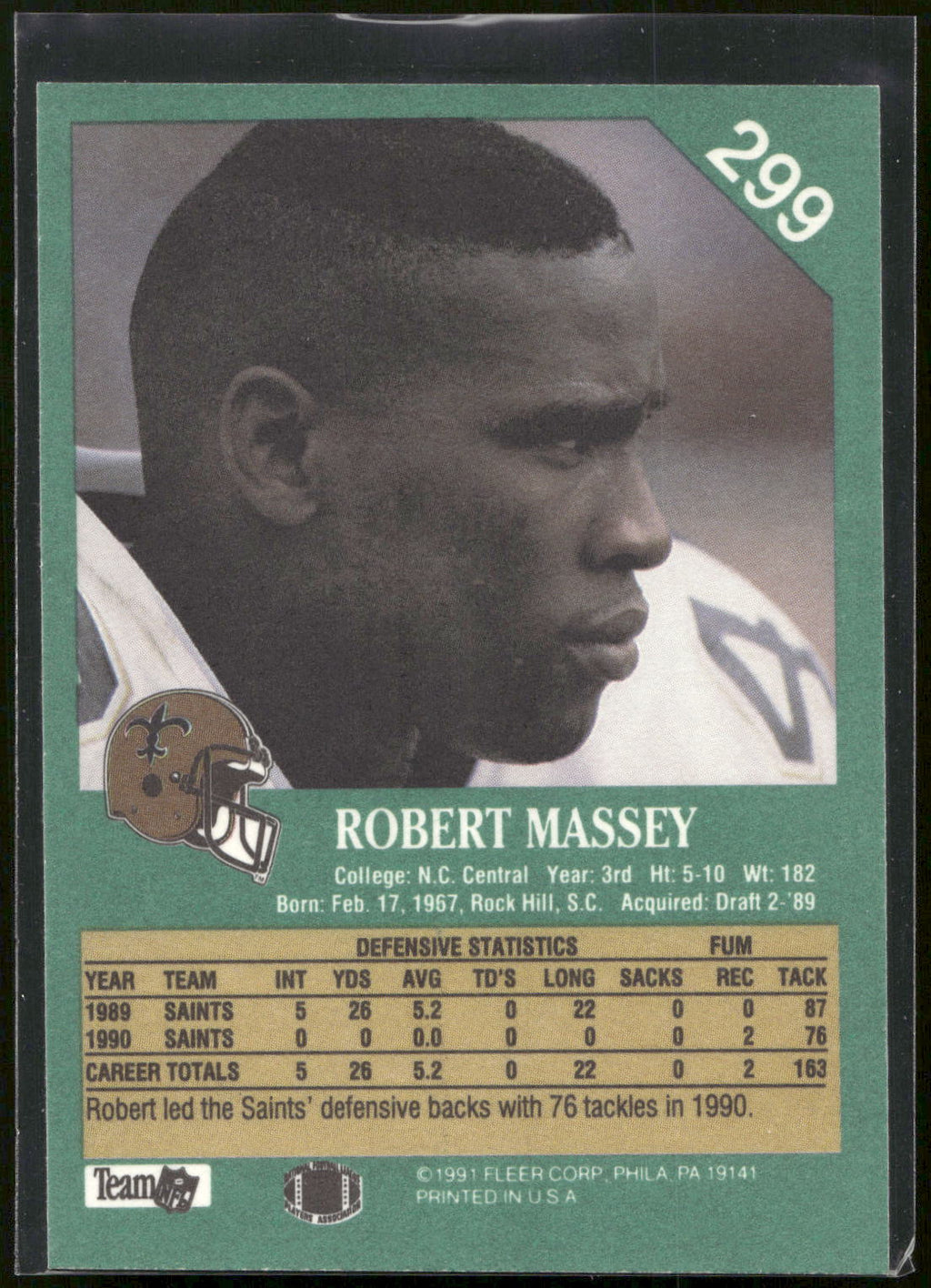 1991 Fleer #299 Robert Massey