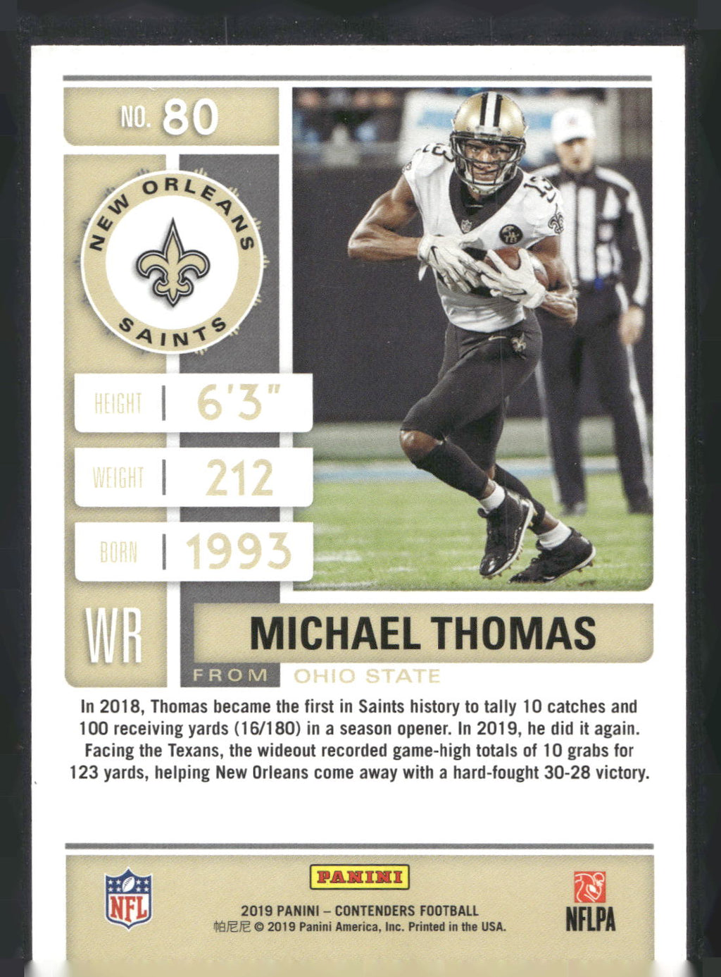 2019 Panini Contenders #80 Michael Thomas