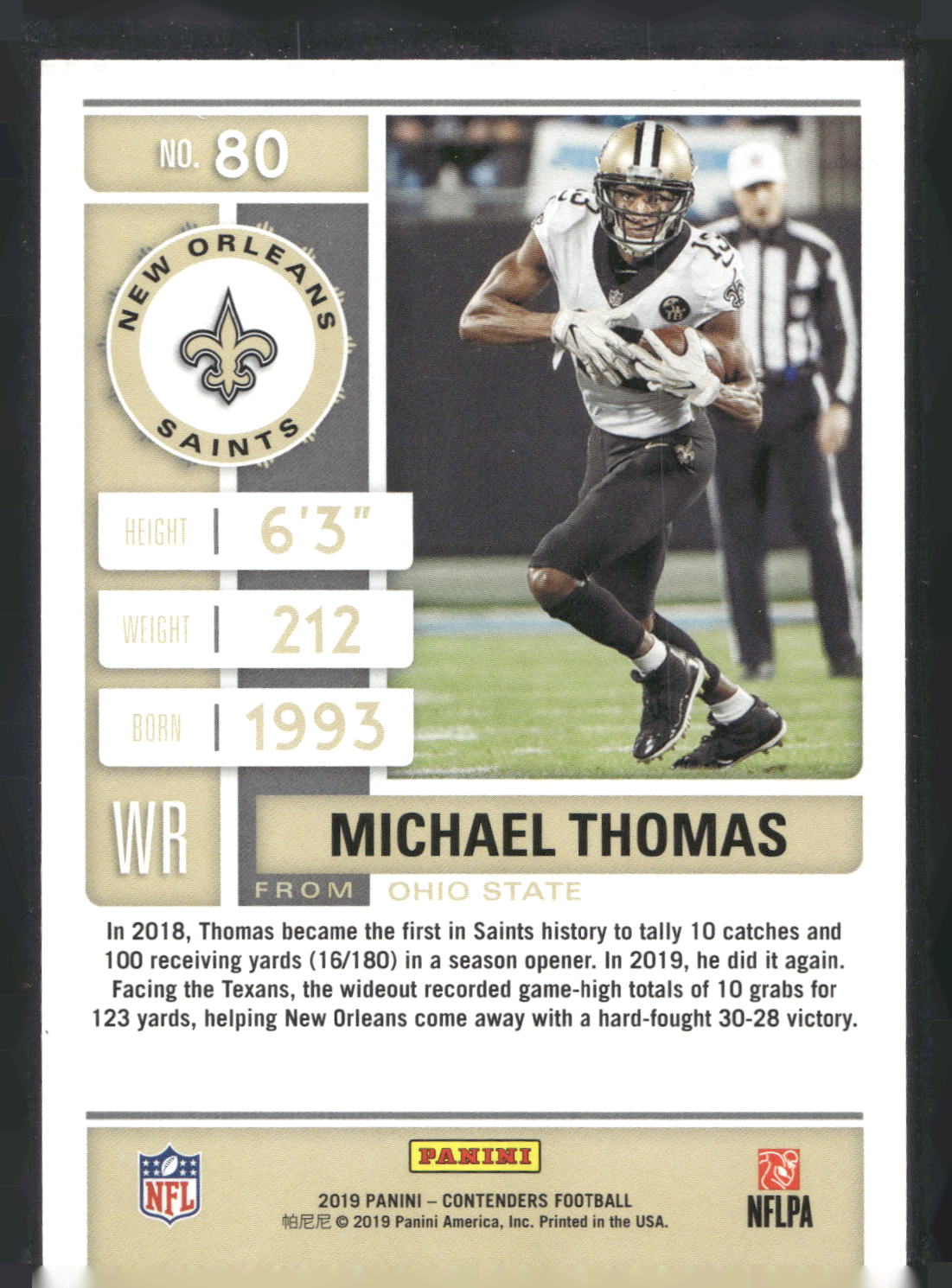 2019 Panini Contenders #80 Michael Thomas