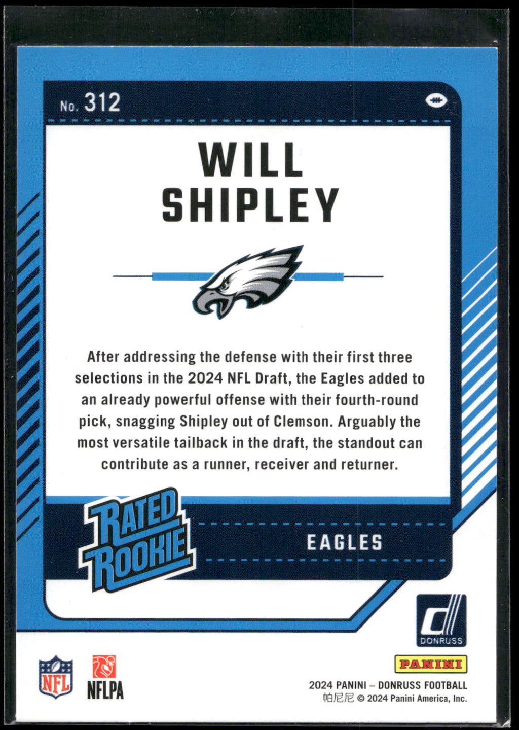 2024 Donruss #312 Will Shipley
