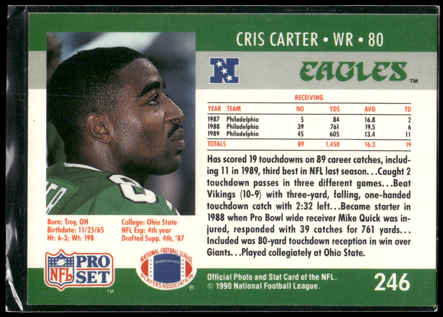 1990 Pro Set #246 Cris Carter