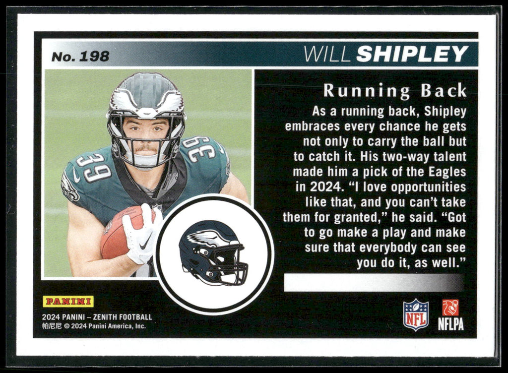 2024 Panini Zenith #198 Will Shipley Retail