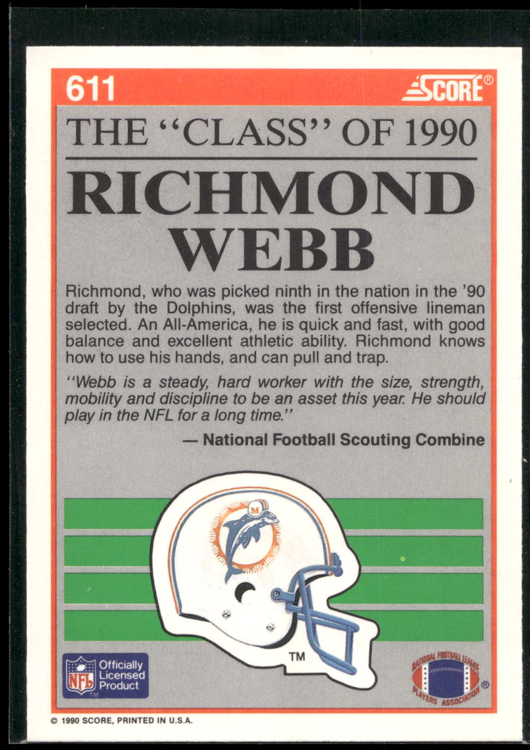 1990 Score #611 Richmond Webb