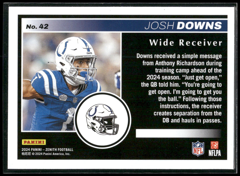 2024 Panini Zenith #42 Josh Downs Retail