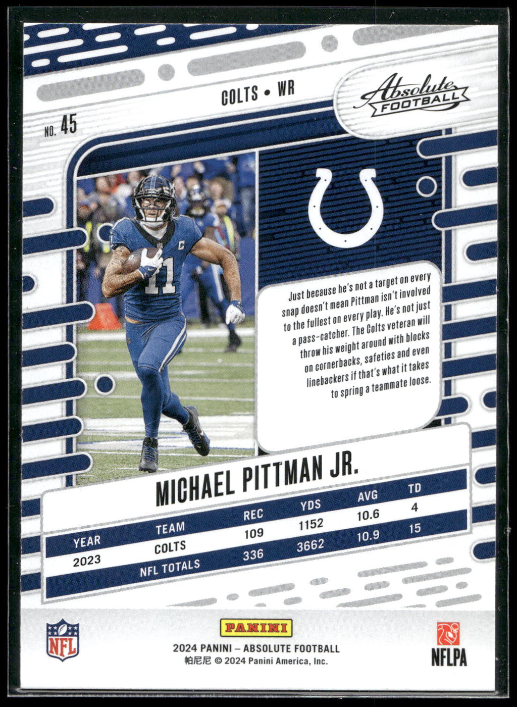 2024 Panini Absolute #45 Michael Pittman Jr. Retail