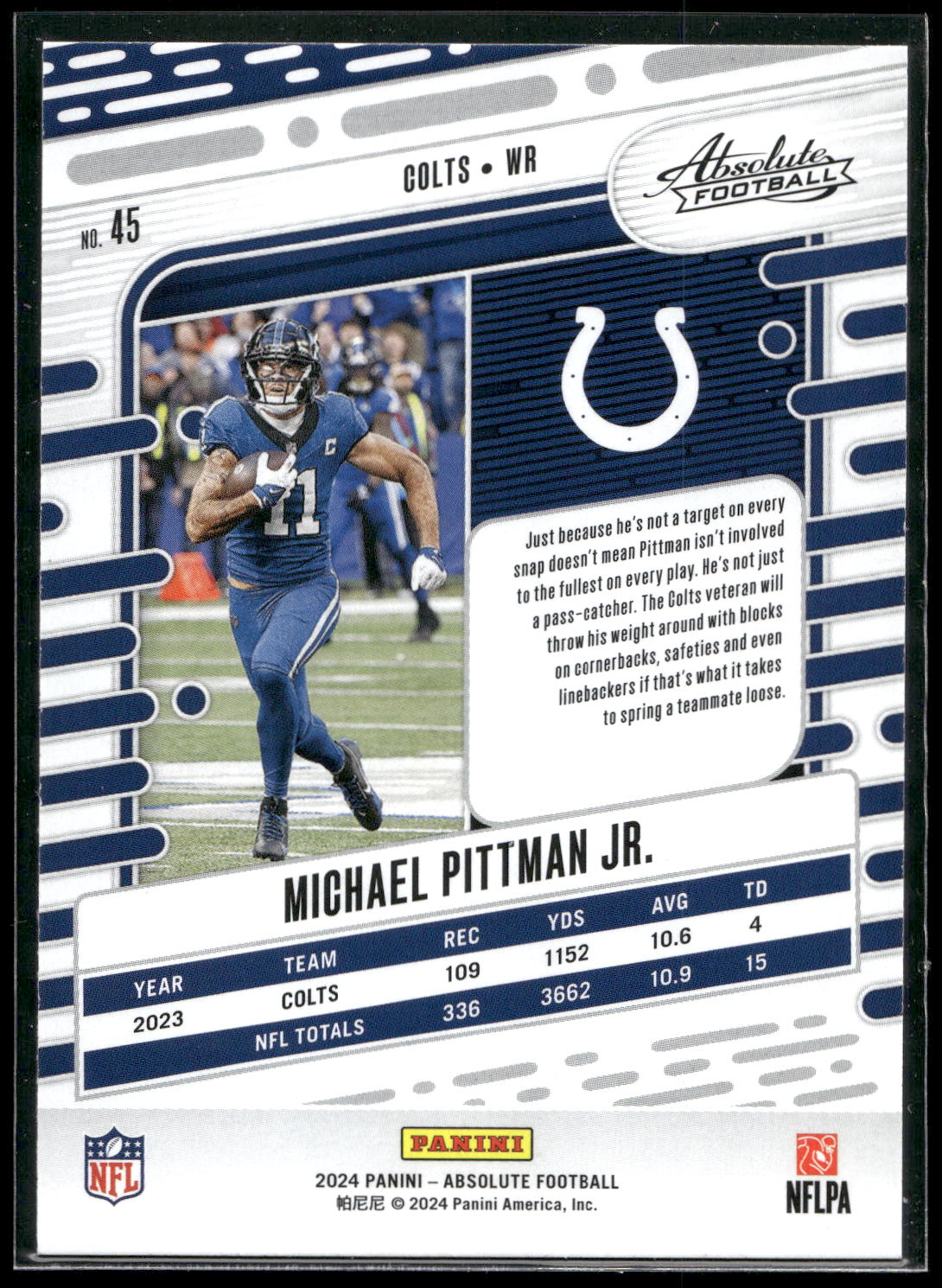 2024 Panini Absolute #45 Michael Pittman Jr. Retail