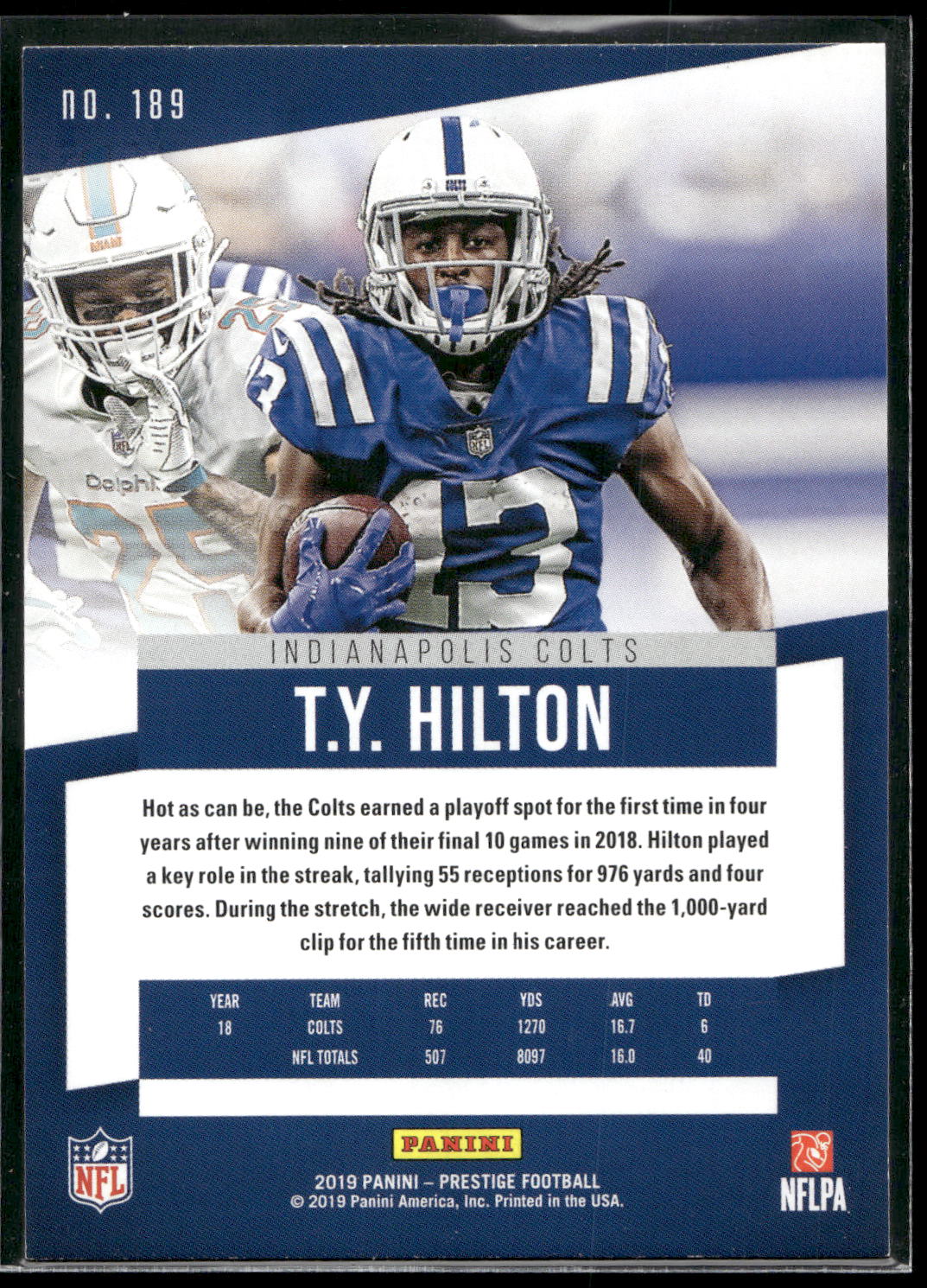 2019 Panini Prestige #189 T.Y. Hilton
