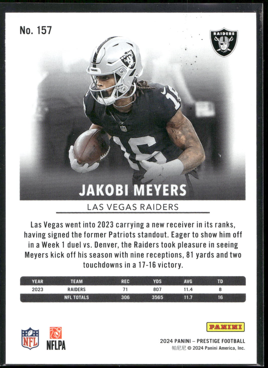 2024 Panini Prestige #157 Jakobi Meyers