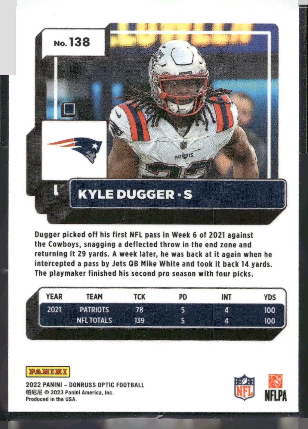 2022 Donruss Optic #138 Kyle Dugger