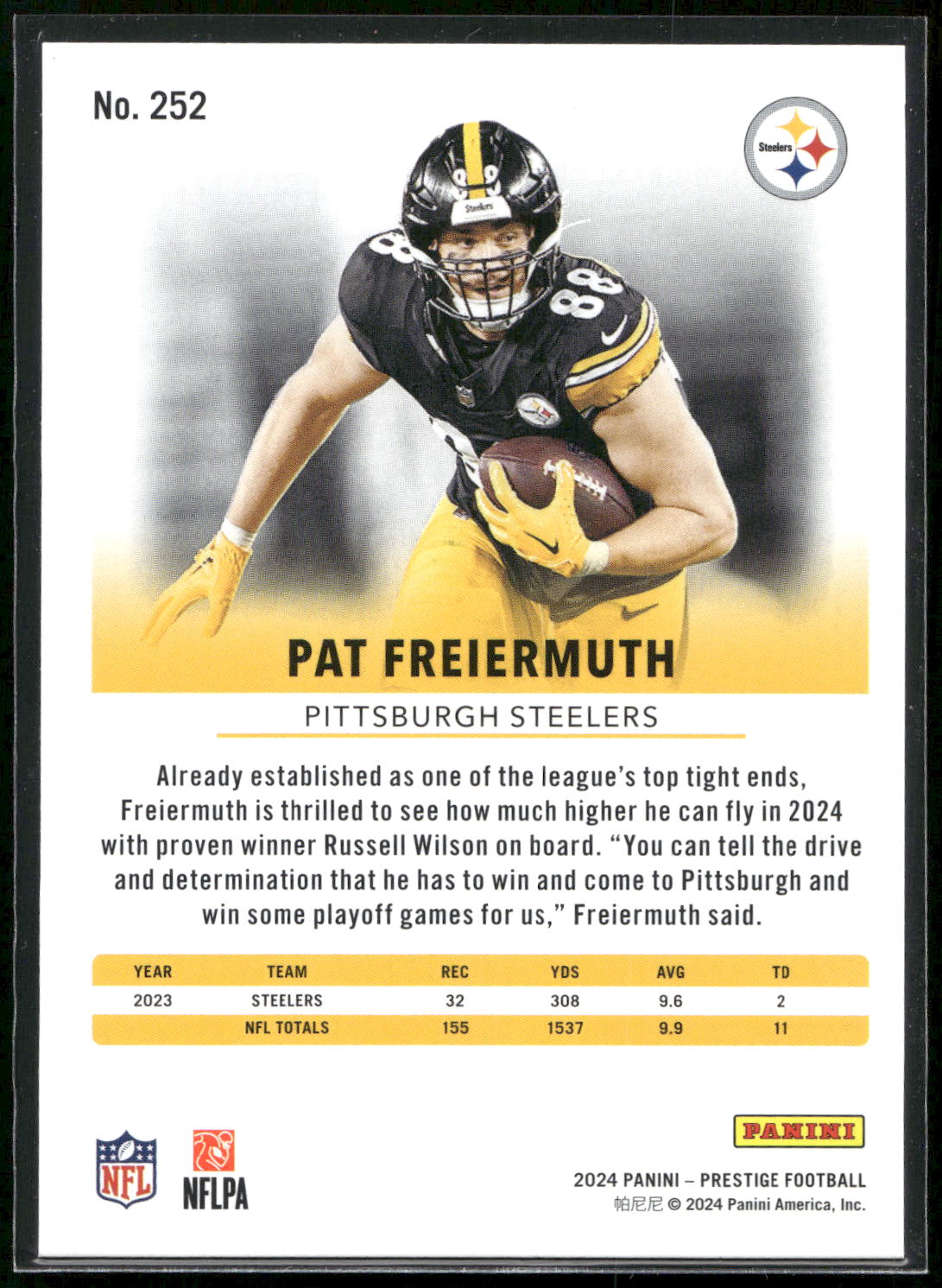 2024 Panini Prestige #252 Pat Freiermuth