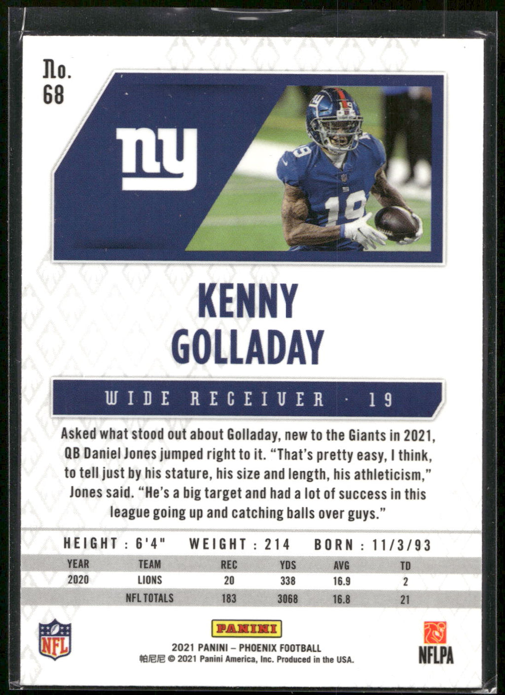 2021 Panini Phoenix #68 Kenny Golladay
