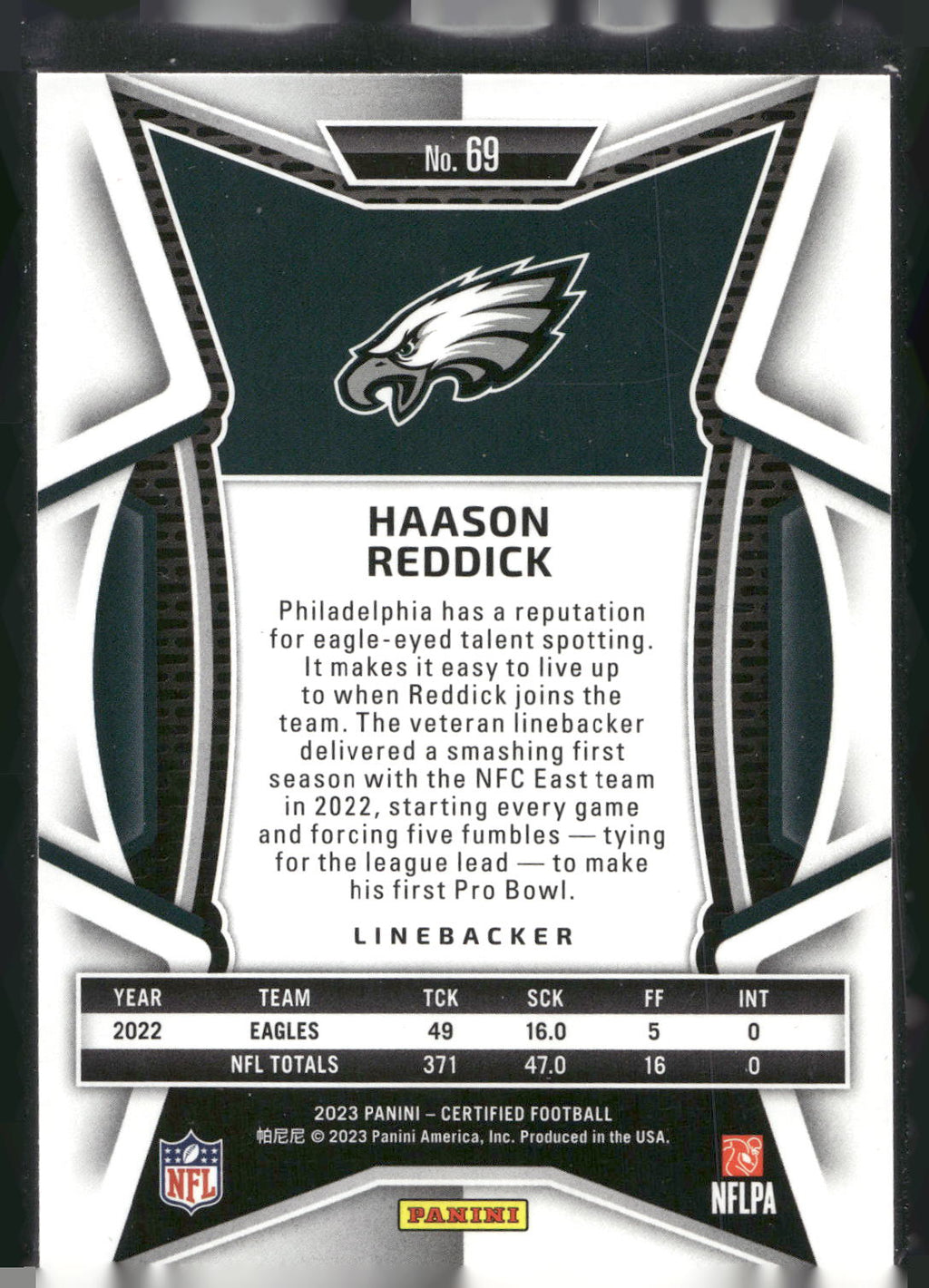 2023 Panini Certified #69 Haason Reddick