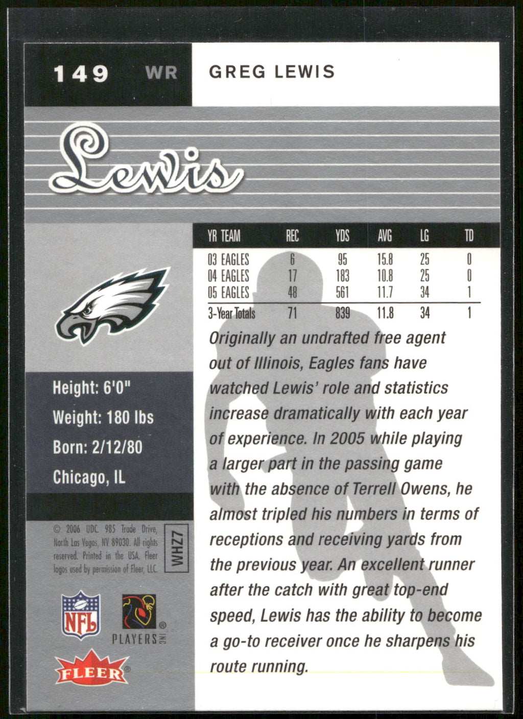 2006 Ultra #149 Greg Lewis