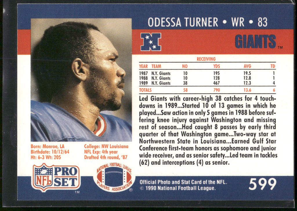 1990 Pro Set #599 Odessa Turner
