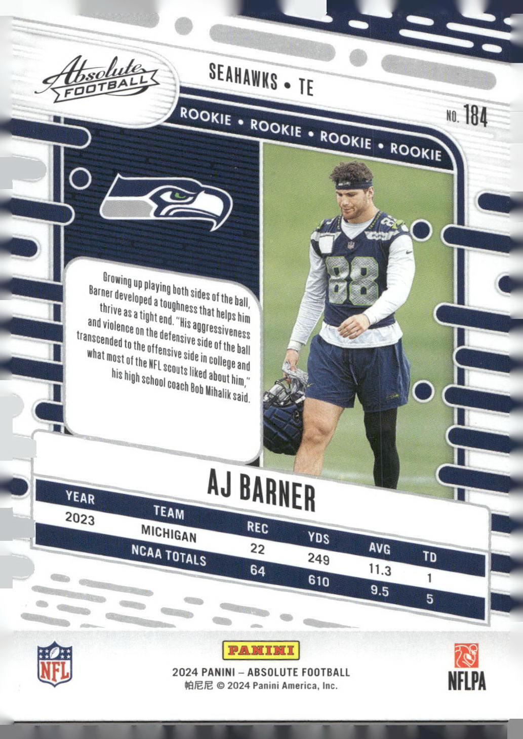 2024 Panini Absolute #184 AJ Barner Retail