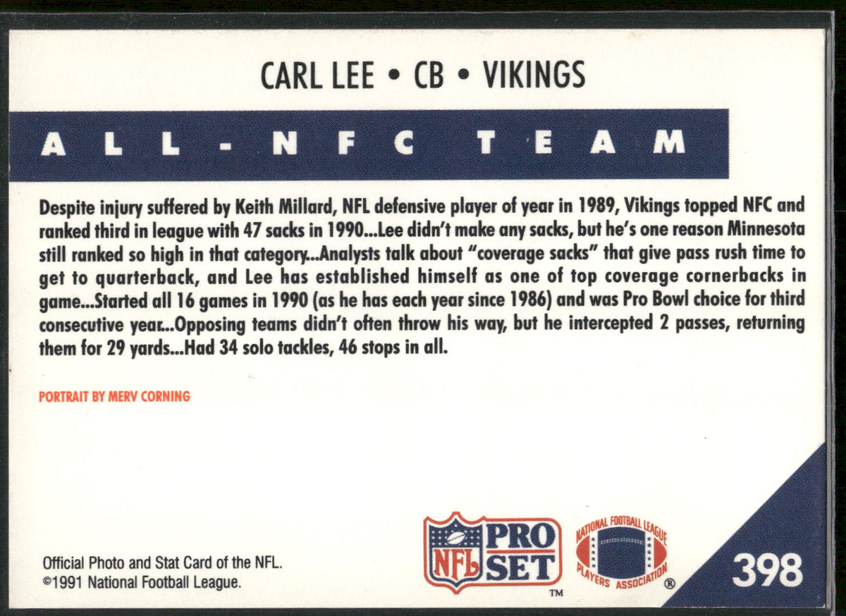 1991 Pro Set #398 Carl Lee