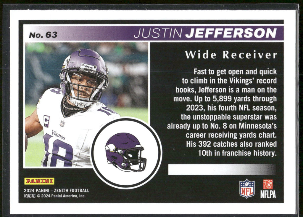 2024 Panini Zenith #63 Justin Jefferson Retail