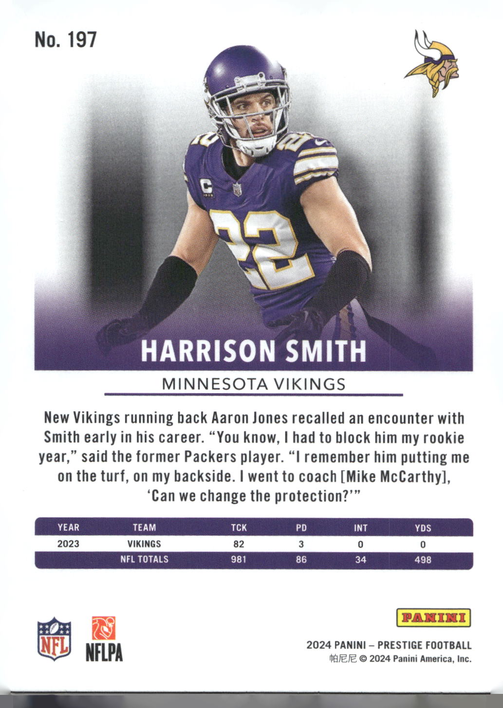 2024 Panini Prestige #197 Harrison Smith