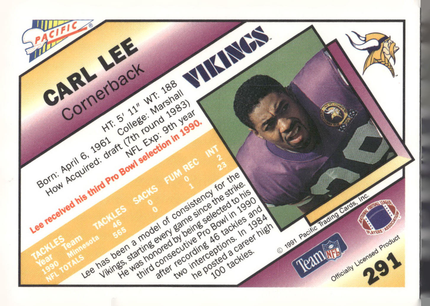 1991 Pacific #291 Carl Lee