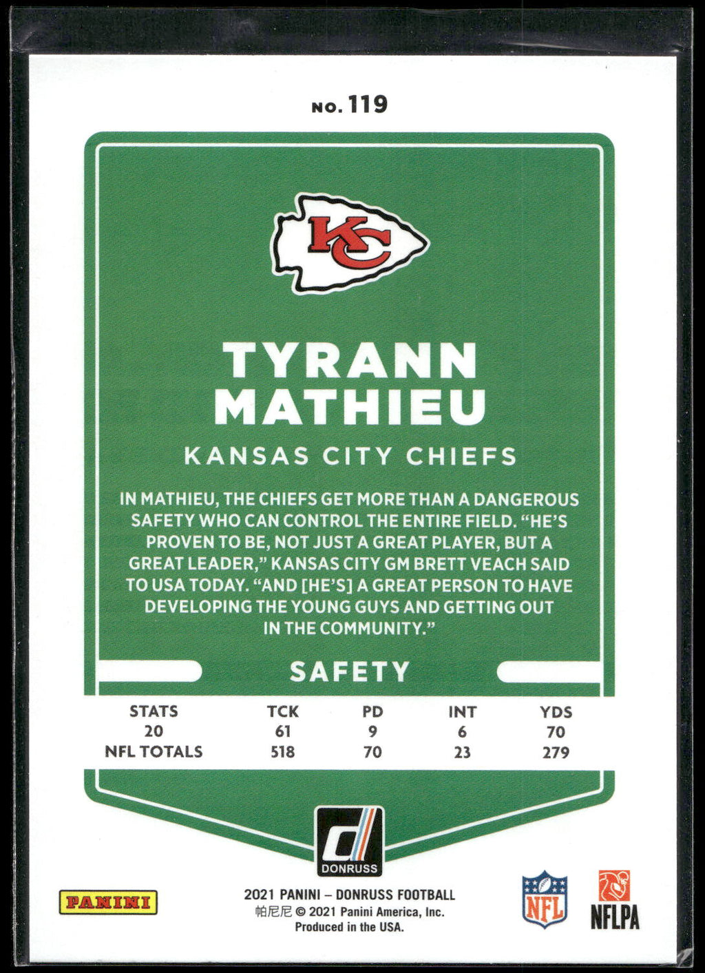 2021 Donruss #119 Tyrann Mathieu