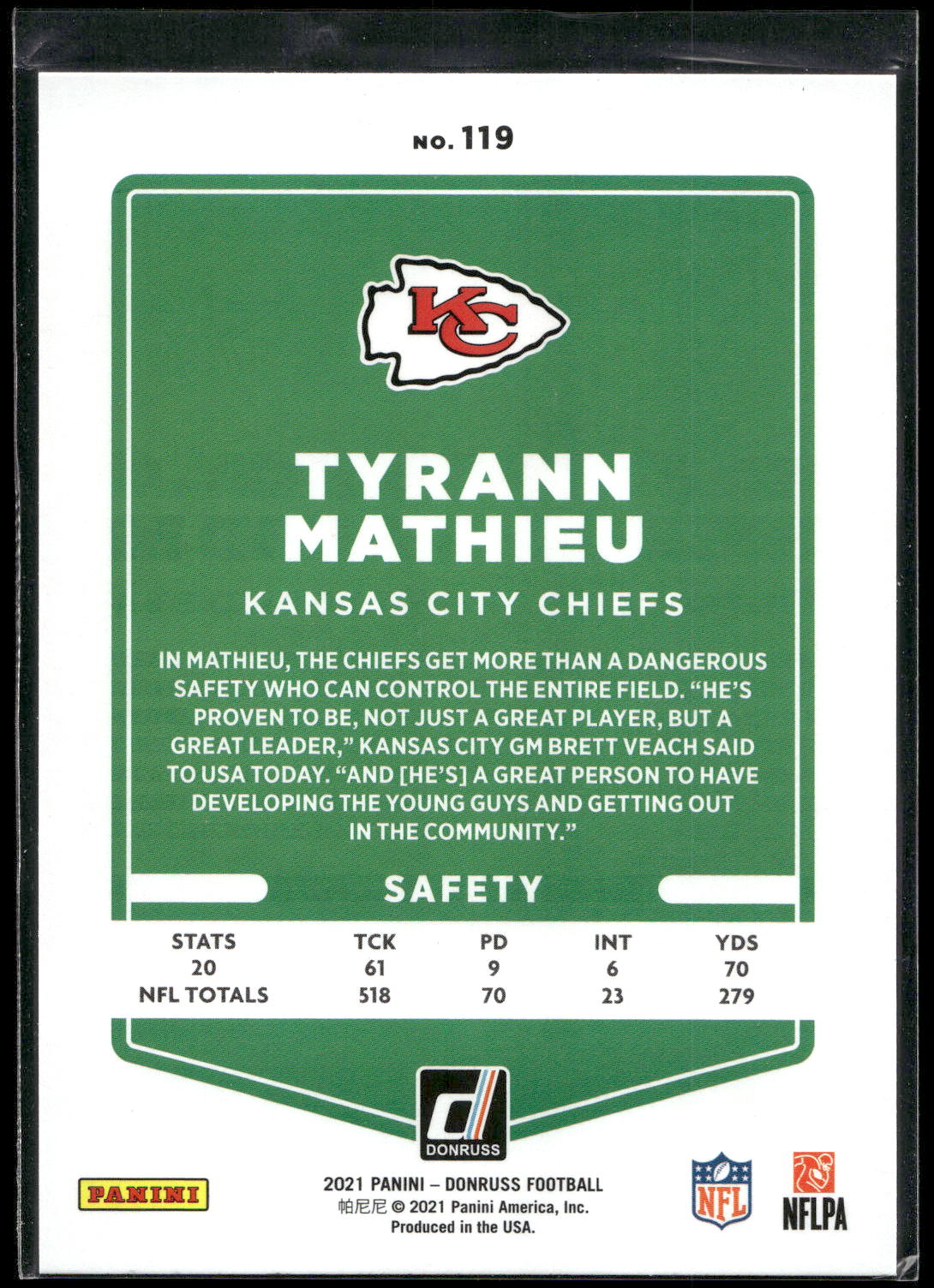 2021 Donruss #119 Tyrann Mathieu